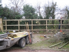 first the posts and rails are erected