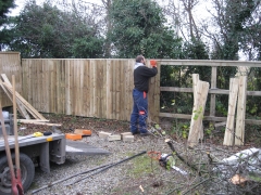 then the feather edged boards are nailed to the framework